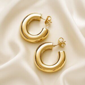 Elegant Gold Chunky Hoop Earrings – Bold Lightweight Statement Women's Jewelry